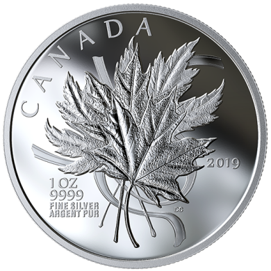 2019 - $20 -   1 oz. Pure Silver Coin - The Beloved Maple Leaf