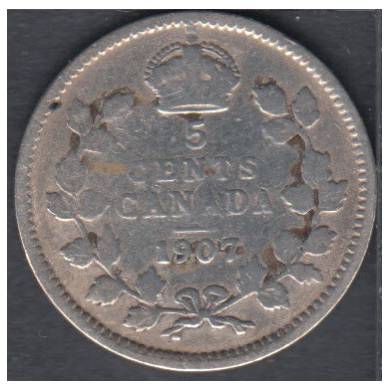 1907 - Wide Date - Good - Nettoy - Canada 5 Cents