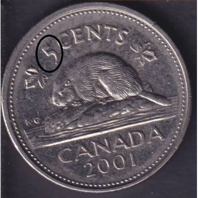 2001 P - Extra Metal '5' - Canada 5 Cents