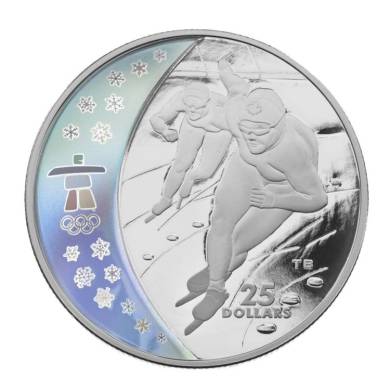 2009 $25 Dollars - Silver Hologram Coin – Speed Skating