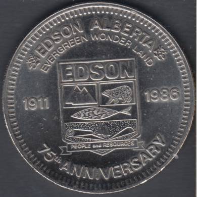 1986  - 1911 - 75th Ann. - Edson Alberta Winter Games - Medal