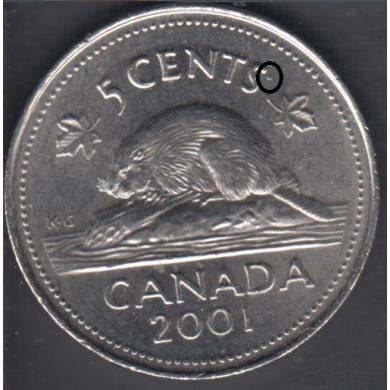 2001 P - Dot After ''S'' - Canada 5 Cents