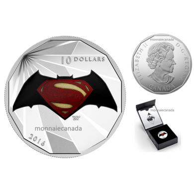 2016 - $10 - 1/2 oz en argent fin  Batman vs Superman : L'aube de la justiceMC - Logo
