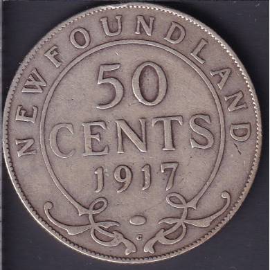 1917 C - Fine - 50 Cents - Newfoundland