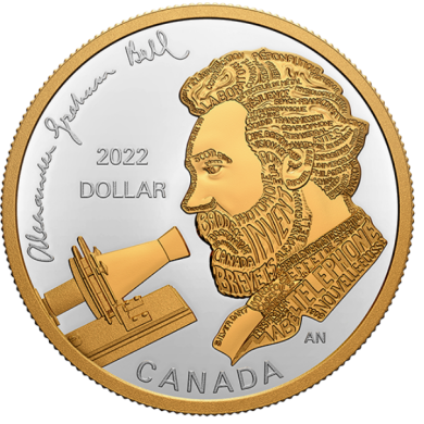 2022 - Alexander Graham Bell - Proof - Argent Fin - Plaqué Or - Canada Dollar