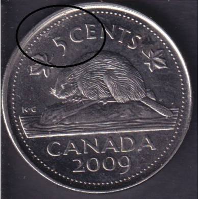 2009 - Bubble Plating - Canada 5 Cents