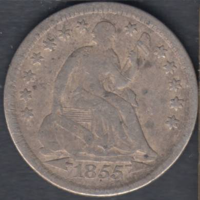 1855 - F/VF - Liberty Seated - Half Dime