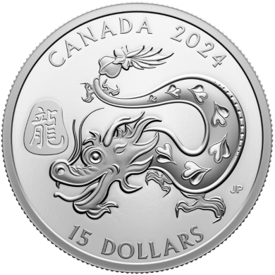 2024 - $15 - Pice de 1 oz en argent pur  Anne lunaire du Dragon