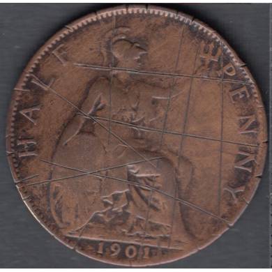1901 - 1/2 Penny - Damage - Great Britain