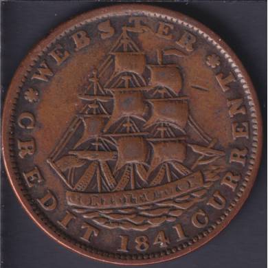 1841 Credit Webster Currency - Not One Cent for Tribute - Millions for Defence - Token USA