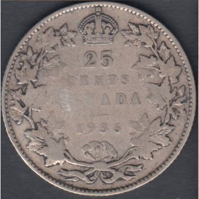 1936 - G/VG - Canada 25 Cents
