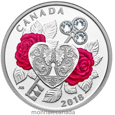 2018 - $3 - Celebration of Love - Pure Silver Coin made with Swarovski Crystals
