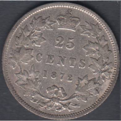 1872 H - Observe '2' - Fine - Canada 25 Cents