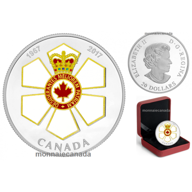 2017 - $20 - 1 oz argent - Distinctions honorifiques canadiennes: 50e anniversaire l'Ordre du Canada
