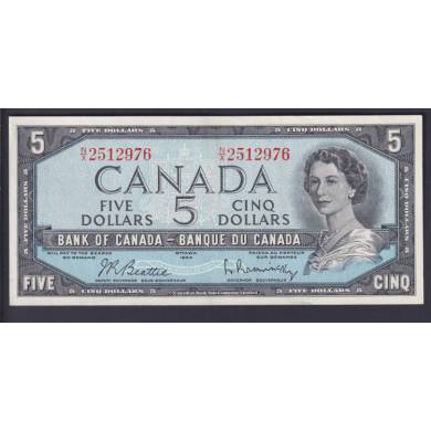 1954 $5 Dollars - AU-UNC - Beattie Rasminsky - Prfixe N/X