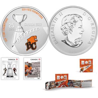 2012 - The BC Lions - 25-Cent Coloured Coin and Stamp Set