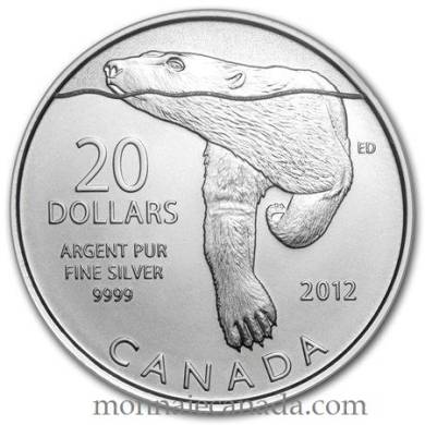 2012 - $20 pour $20 - Pièce commémorative en argent pur 99.99% - Ours polaire