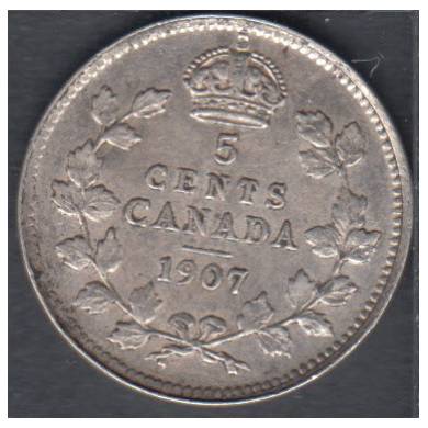 1907 - Wide Date - EF - Canada 5 Cents