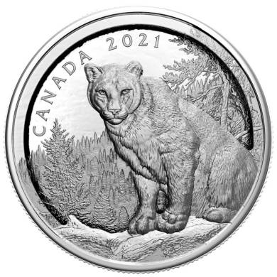 2021 $50 Dollars - Pure Silver Coin - Multilayered Cougar - Mintage: 1,500