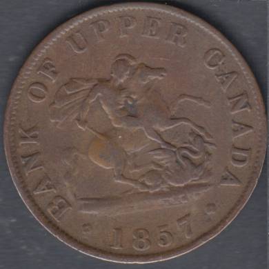 1857 - VG - Bank of Upper Canada - Half Penny Token - PC-5D
