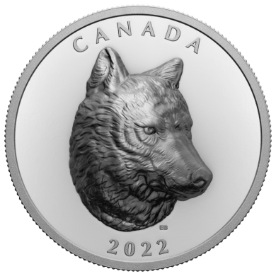 2022 - $25 - Pièce en argent fin au relief exceptionnel – Loup gris