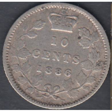 1886 - VG/F - Large Knob '6' - Obverse #5 - Canada 10 Cents