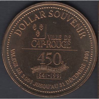 Cap Rouge - 1991 - 1541 - 450° 1ière de la visite de Jacques Cartier  - Aureate Steel - 1000 pcs - $2 Trade Dollar