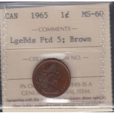1965 - #4 - MS 60 Brown - LBP5 - ICCS - Canada Cent
