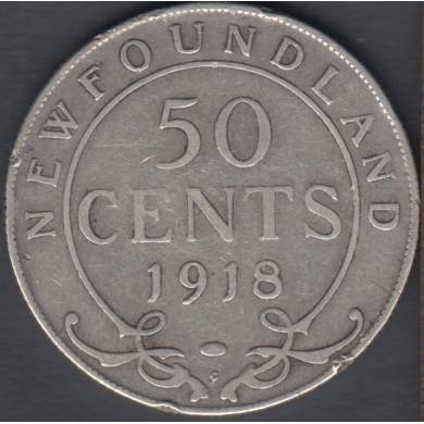 1918 C - VG/F - Rim NIck - 50 Cents - Newfoundland