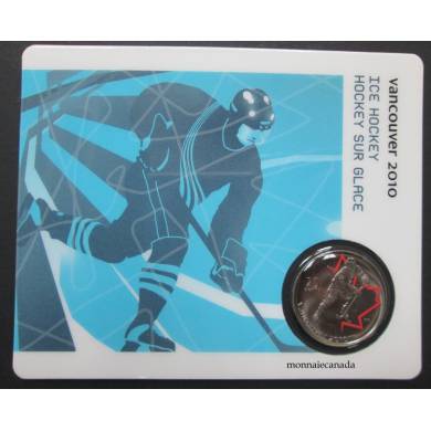 2010 - 25 cents - Vancouver Carte de sport avec pièce de Hockey sur glace