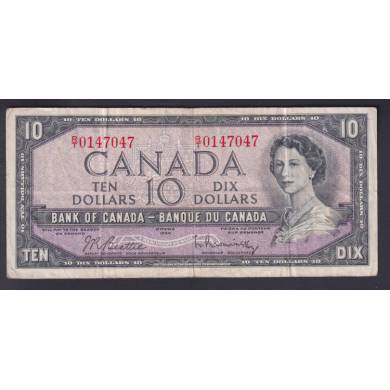1954 $10 Dollars - Fine - Beattie Rasminsky - Prefix R/T
