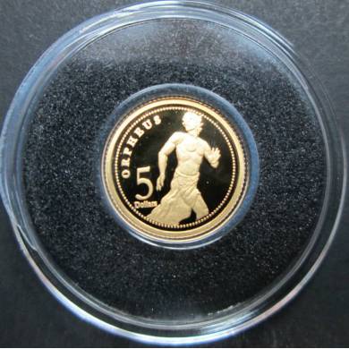 2009 Cook Islands $5 Dollars Fine Gold Proof - Orpheus - NO TAX