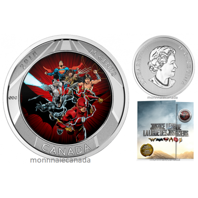 2018 - 25 Cents - 3D Coin and Two Trading Cards -The Justice LeagueTM