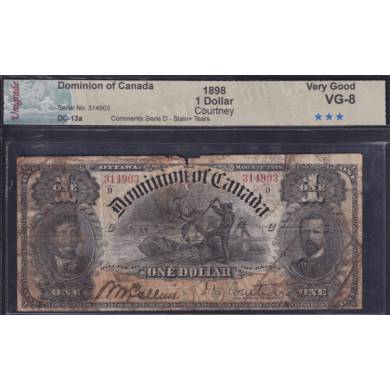 1898 $1 Dollar - VG 8 - Dominion of Canada