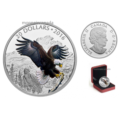 2016 - $20 - Fine Silver Coin - Majestic Animal - The Baronial Bald Eagle