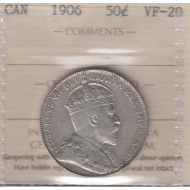 1906 - VF-20 - ICCS - Canada 50 Cents