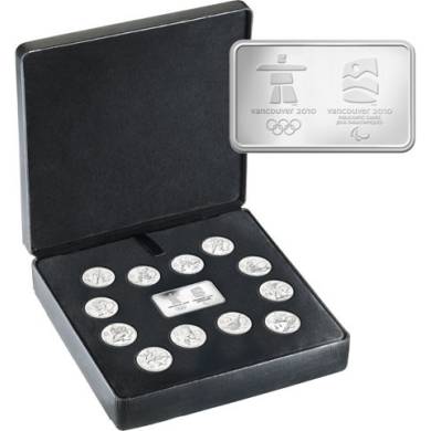 2010 - Vancouver – Ensemble de 12 X 25¢ pièces de circulation en argent sterling