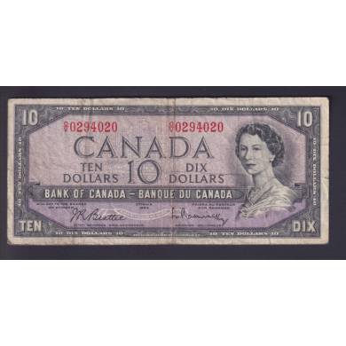 1954 $10 Dollars - Fine - Beattie Rasminsky - Préfixe O/V