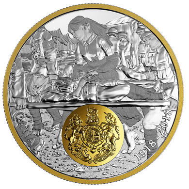 2018 - $20 - 1 oz. Pure Silver Gold-Plated Coin - First World War Allies: Great Britain