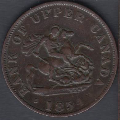 1854 - VF - Bank of Upper Canada - Half Penny Token - PC-5C1