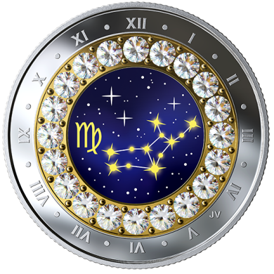 2019 - $5 - Virgo: Zodiac Series - Pure Silver Coin made with Swarovski Crystals