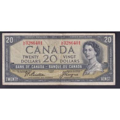 1954 $20 Dollars - F/VF - Beattie Coyne - Prefix L/E