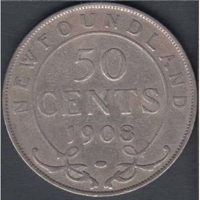 1908 - Fine - 50 Cents - Newfoundland