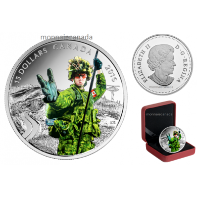 2016 - $15 - Pure Silver Coloured Coin  National Heroes: Military