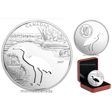 2017 - $30 - 1.7 oz. Pure Silver Coin - Endangered Animal Cutout: Whooping Crane