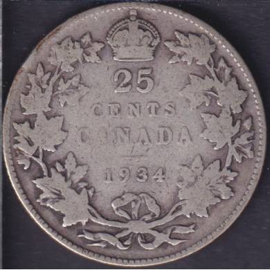 1934 - VG - Canada 25 Cents