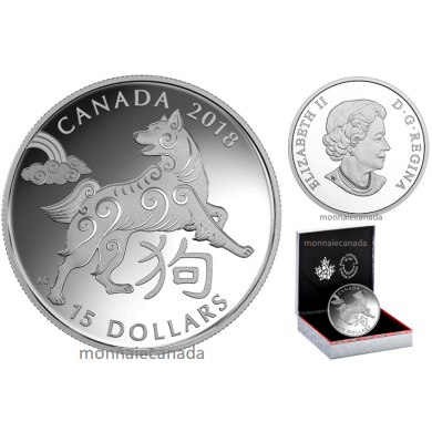 2018 - $15 - 1 oz. Pure Silver Coin - Year of the Dog