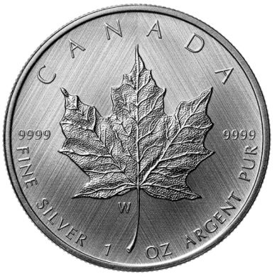2021 W - $5 - 1 oz. Pure Silver Coin - "W" Mint Mark: Silver Maple Leaf
