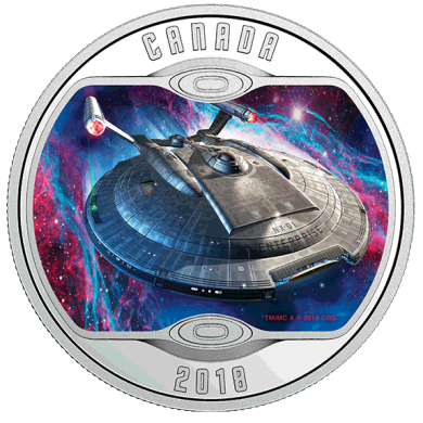 2018 - $10 - Star Trek: Enterprise NX-01 - Pure Silver Glow-In-The-Dark Coloured Coin