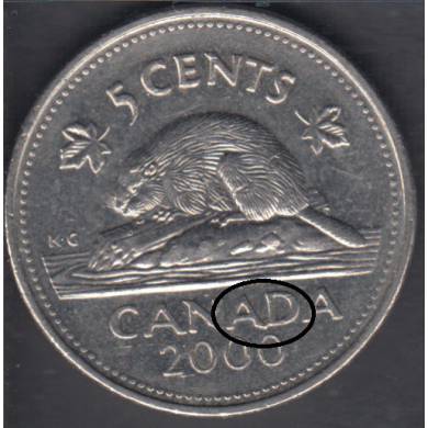 2000 - ''AD'' Attached - Canada 5 Cents